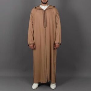 Men's traditional Moroccan hooded djellaba robe